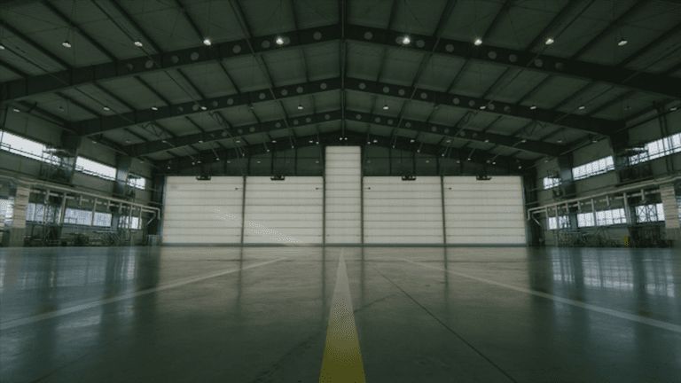 inside empty warehouse